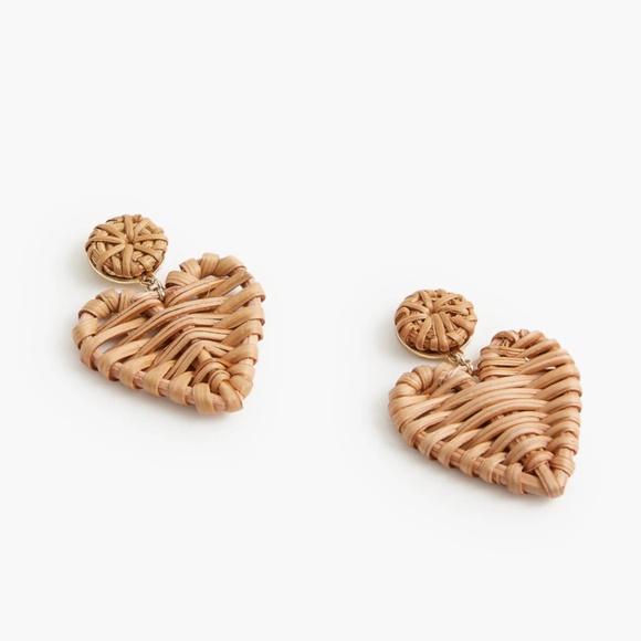 New JCREW Woven Heart Statement Earrings in Heather Birch $59 CK602 - Picture 1 of 4